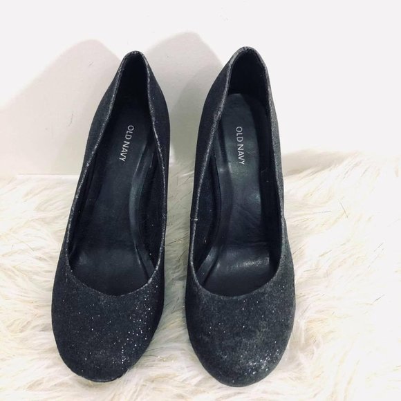 Old Navy Woman's Sz 6 Sparkly black 3.5" heels - Picture 2 of 8